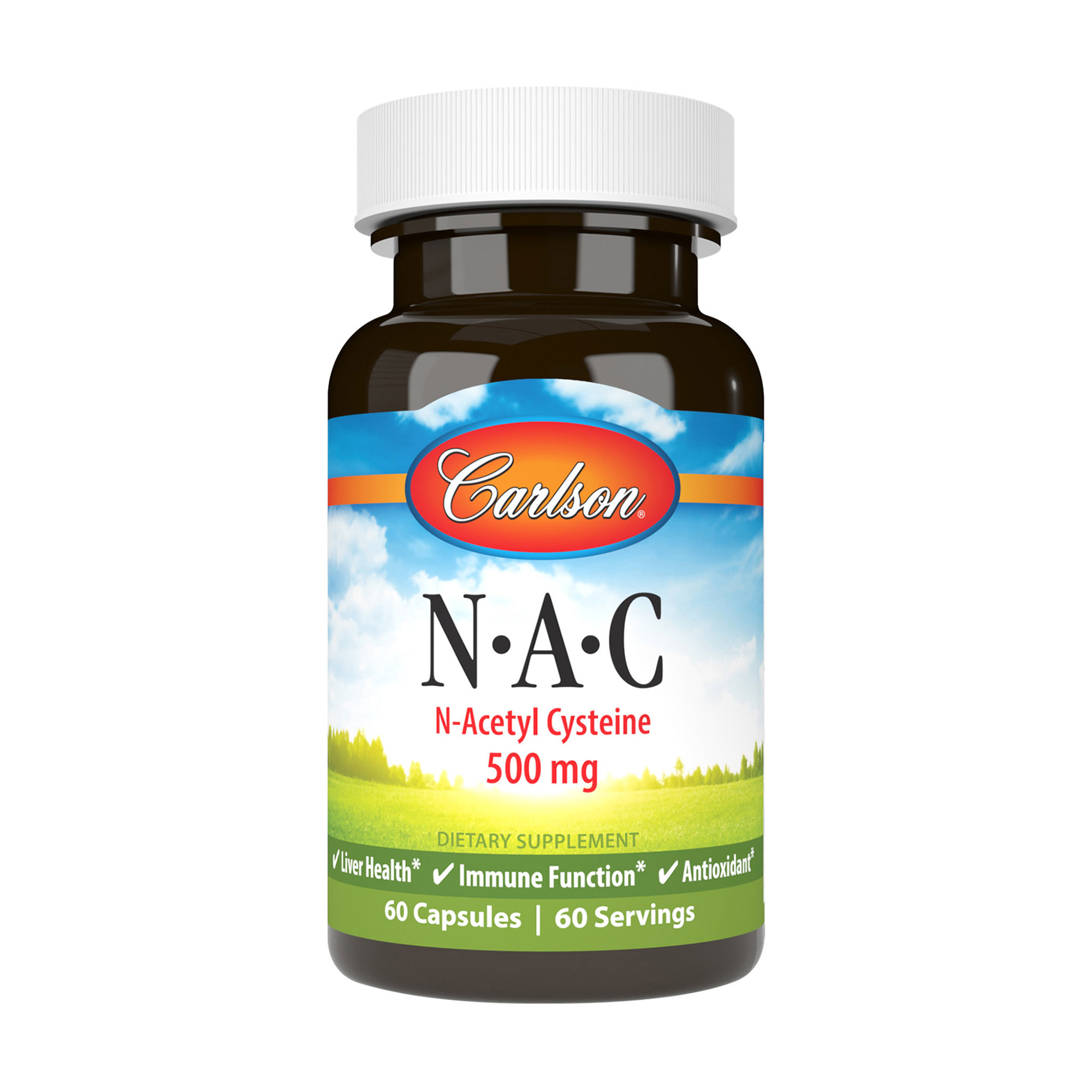 N-Ацетил-L-Цистеїн Carlson Labs NAC 500 мг, 60 капсул